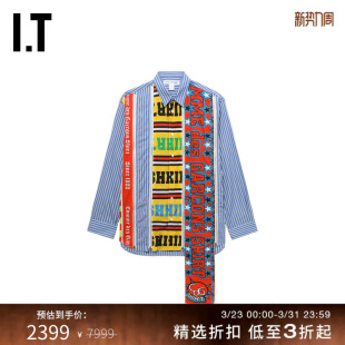 des GARCONS SHIRT男装 饰不对称拼接条纹衬衫 COMME 拉链装 CDG