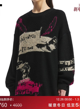 IT Y's女装中长款圆领针织衫新款随性休闲风宽松廓形毛衣K01180XP