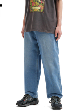 IT Evisen Skateboards男装宽松牛仔长裤新款潮流随性水洗直筒裤