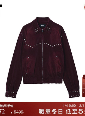 IT We11Done女装翻领拉链丝绒夹克新款摩登复古宽松外套054UWNXP