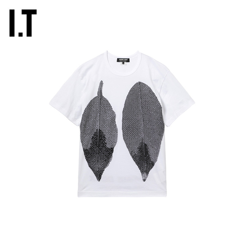 IT CDG COMME des GARCONS HOMME DEUX男装树叶图案印花短袖T恤