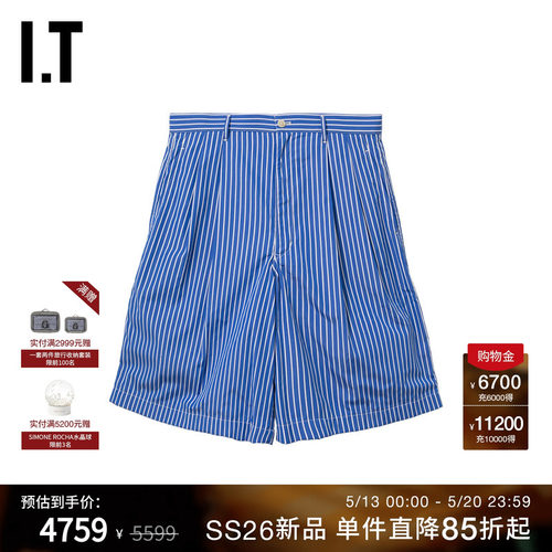 IT竖条纹阔腿裤宽松中裤