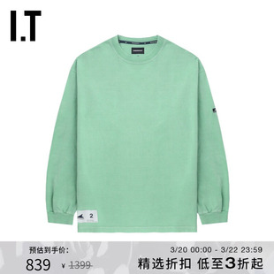 IT DESCENDANT男装长袖T恤新款简约随性水洗磨白圆领上衣SCSM09MM
