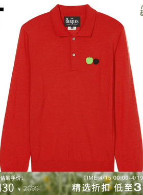 IT CDG BEATLES男装长袖polo衫时尚简约彩色苹果刺绣缝饰003051ML