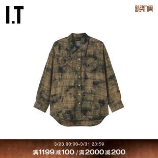 新款 格纹衬衫 长袖 复古街潮做旧效果格子上衣R1656BXQ R13女装