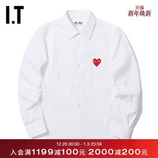 COMME PLAY des GARÇONS川久保玲女长袖 红色爱心刺绣 衬衫 CDG