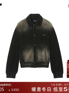 IT We11Done女装灯芯绒翻领夹克新款做旧磨白棉服外套307UBKXP