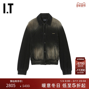 IT We11Done女装灯芯绒翻领夹克新款做旧磨白棉服外套307UBKXP