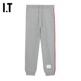 束腳衛(wèi)褲 新款 THOM 舒適休閑條紋邊飾運(yùn)動(dòng)褲 77SS24NM BROWNE男裝
