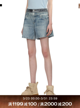 IT rag & bone女装宽松牛仔短裤新款双裤腰叠层阔腿裤RC6125XQ