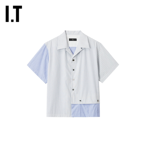 ITY's竖条纹短袖衬衫文艺日系
