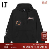 RASSVET男装 连帽卫衣新品 潮酷街头感布贴装 饰连帽衫 12T027MK