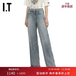 bone女装 牛仔裤 长裤 简约复古水洗磨白直筒裤 新款 C1325XP rag