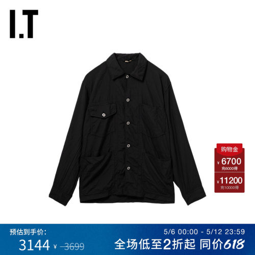 IT多口袋饰纯色长袖衬衫