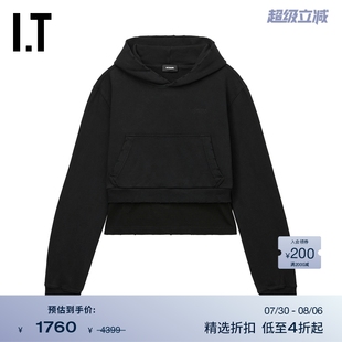 We11Done女装 时尚 叠层连帽卫衣新款 837WBK 个性 logo缀饰连帽衫