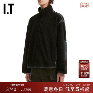 IT GR10K男装立领拉链夹克新款简约休闲拼色毛绒薄外套CG1322MP