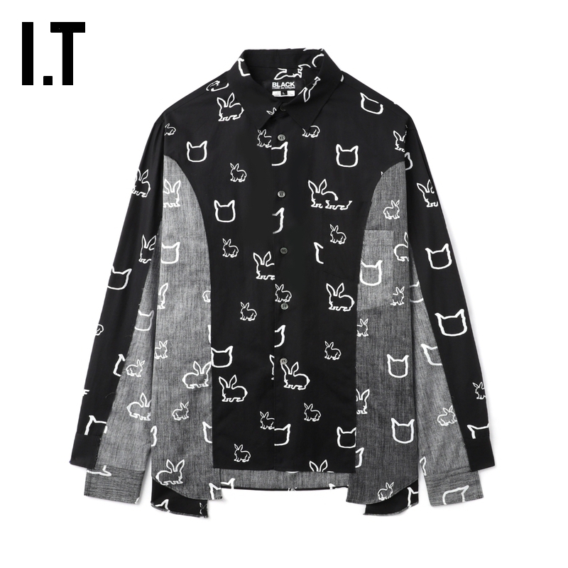 IT解构感拼接拼色衬衫