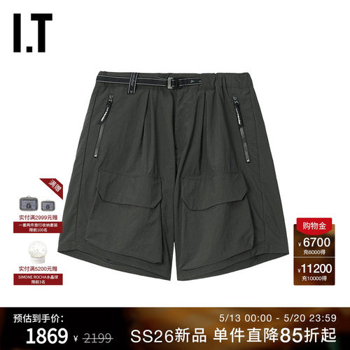 IT and wander男装工装短裤新款帅气潮酷多口袋饰休闲裤182046MQ