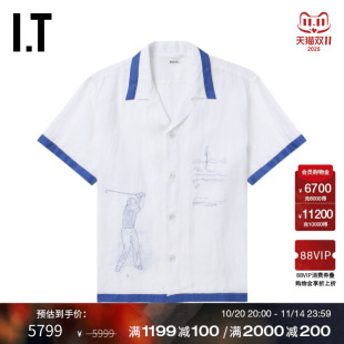 新款 衬衫 翻领短袖 文艺度假风图案线绣拼色上衣SH008MO BODE男装