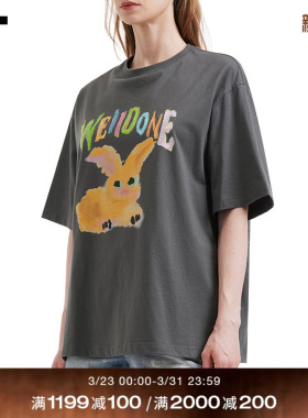 IT We11Done女装宽松短袖T恤新款可爱趣味卡通兔子印花半袖770UCH