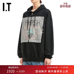 时尚 连帽拉链卫衣新款 街潮条纹布贴缝饰06T014MP WESTFALL男装