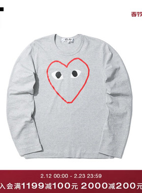IT CDG PLAY COMME des GARCONS女装圆领长袖T恤爱心LOGO印花69XD
