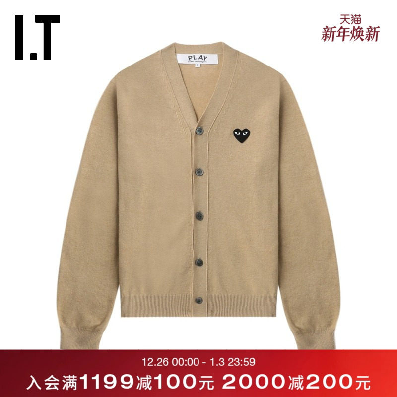 IT CDG PLAY COMME des GARCONS川久保玲情侣款合身羊毛针织开衫