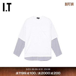 des GARCONS HOMME男装 T恤时尚 COMME 假两件条纹长袖 型男 CDG