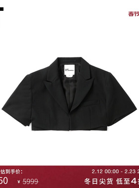 IT noir kei ninomiya女装短袖西装夹克新款饰袢带短款外搭J013XO