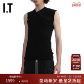 Rick 上衣新款 Owens男装 修身 无袖 时尚 型男交叠设计背心5100UC