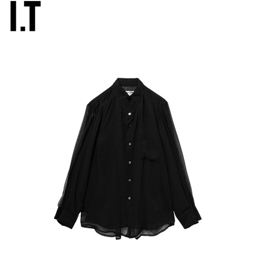 IT CDG COMME des GARCONS女装解构感拼接微透衬衫新款GQB011XQ