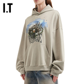 上衣807UGYXQ 建筑印花连帽衫 We11Done女装 宽松连帽卫衣新款