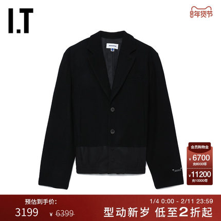 IT ADER error女装毛呢西装夹克新款摩登复古拼接呢子外套101BKXL