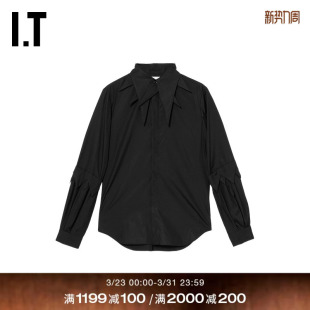 ninomiya女装 kei 长袖 上衣新款 B004XQ 日系设计感拼接衬衫 noir