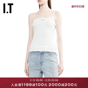 IT courreges女装吊带背心新款甜美时尚修身罗纹吊带上衣126MDEXQ