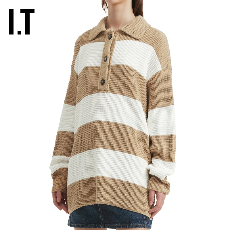 ITCLOSED中长款polo领针织衫