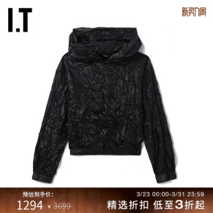 We11Done女装 褶皱感连帽衫 短款 潮酷个性 088WBKXK 连帽卫衣新品