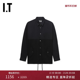 IT CDG COMME des GARCONS HOMME DEUX男装材质拼接长袖衬衫外搭