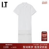 HELMUT 时尚 LANG女装 短袖 连衣裙新品 设计感叠层拼接衬衫 裙0602