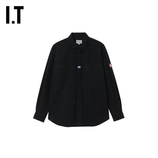 新款 衬衫 宽松翻领长袖 简约型男纯色排扣上衣29SH01MQ C.E男装