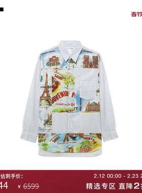 IT CDG COMME des GARCONS SHIRT男装艺术感图案装饰条纹长袖衬衫