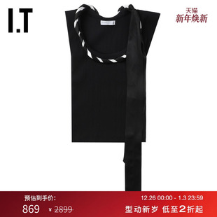 TOGA 时尚 ARCHIVES女装 背心新款 随性不对称设计上衣 大圆领修身