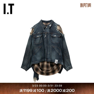 格纹衬衫 翻领拉链夹克新款 Yasuhiro男装 假两件拼接外套 Mihara