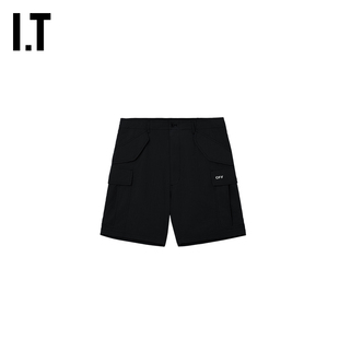 宽松工装 裤 短裤 OFF 饰阔腿裤 新款 帅气潮酷斜纹装 WHITE™情侣装