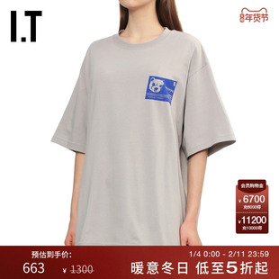 IT We11Done女装宽松短袖T恤新款随性休闲图案印花半袖765UGYXP