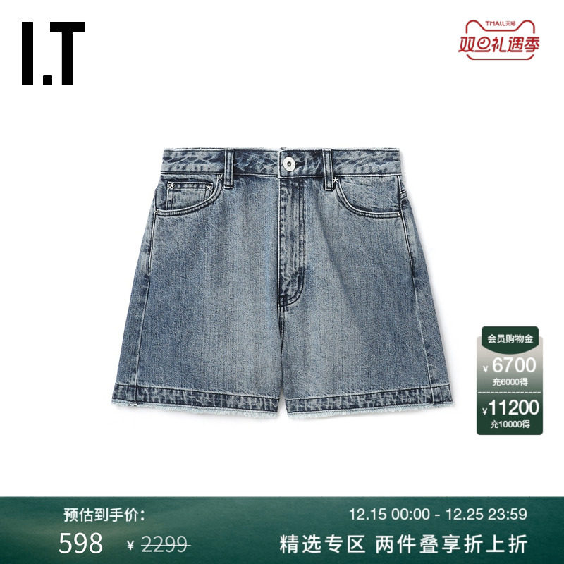 ITBAPY宽松毛边牛仔短裤