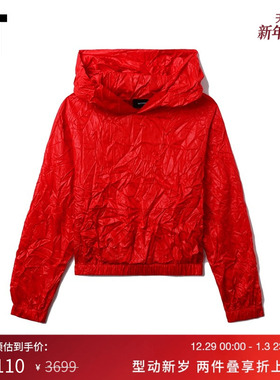 IT We11Done女装短款连帽卫衣新品酷感个性褶皱感连帽衫088WRDXK