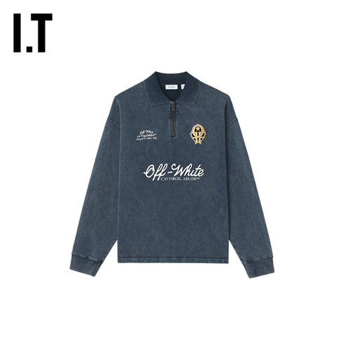 OFF-WHITE™半拉链长袖polo衫