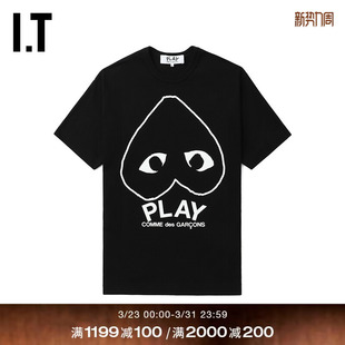CDG GARCONS川久保玲情侣爱心logo印花短袖 PLAY des T恤 COMME
