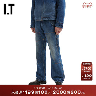 IT CHERRY LOS ANGELES男装牛仔长裤新款复古工装风直筒裤ADNMMQ